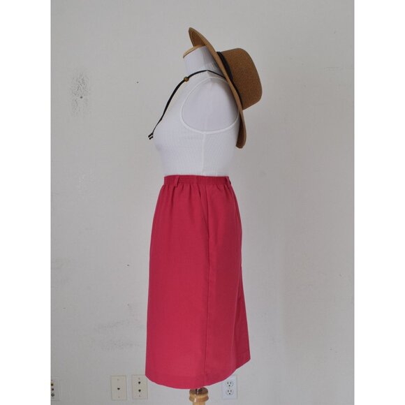 Vintage‎ 90s Poly/Rayon/Linen Fushia Skirt size 8P | 24-28 waist - Picture 2 of 9